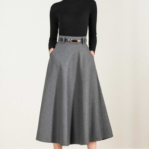 Wool Skirt, Gray Wool Skirt, Winter Skirt Women, Long Skirt, A Line ...