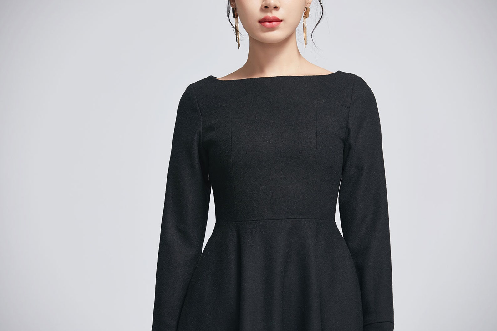 Kleine zwarte jurk wollen jurk winterjurk voor vrouwen Etsy