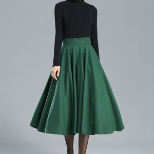 Gray Wool Skirt, Wool Circle Skirt, Wool Midi Skirt Women, Pleated ...