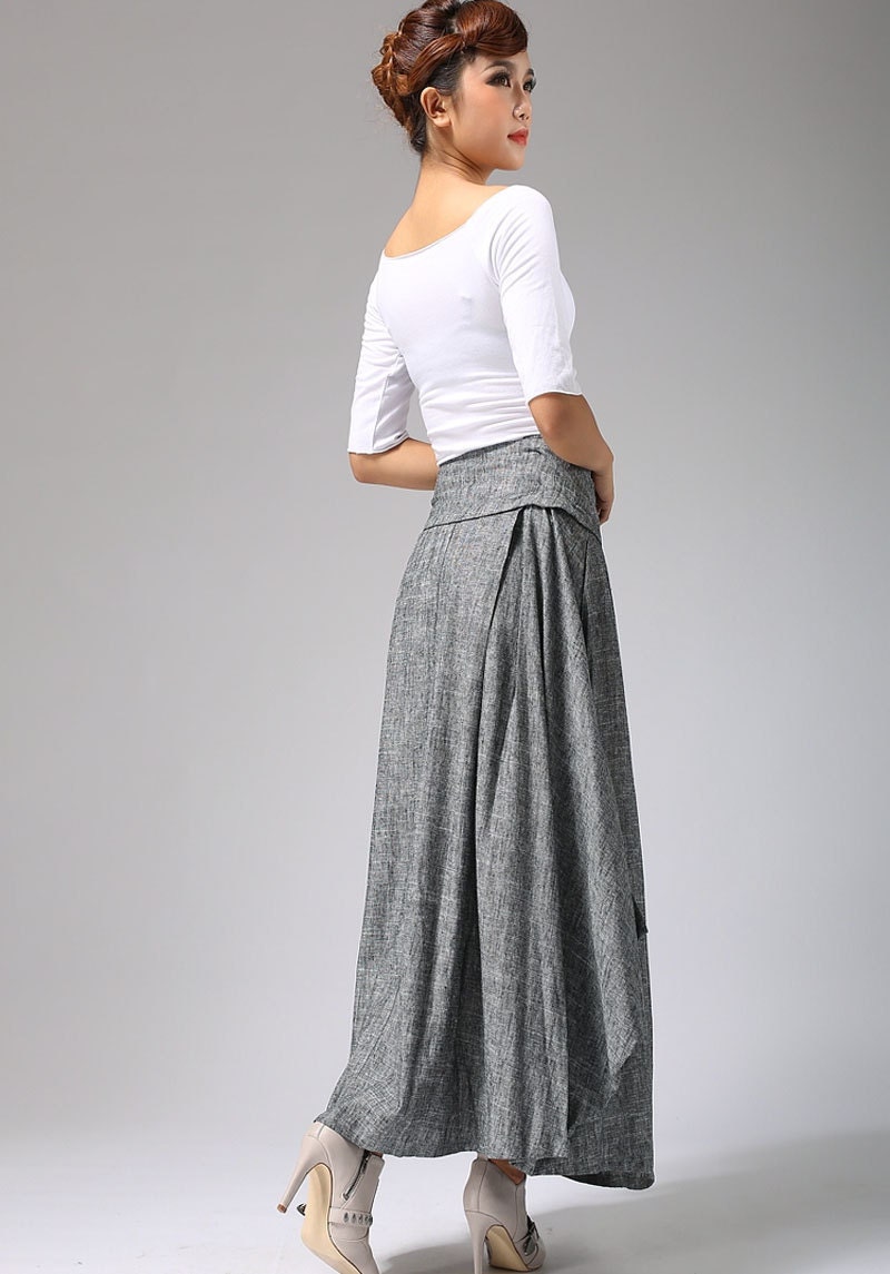 Wrap Skirt Linen Skirt Maxi Skirt Grey Skirt Asymmetrical - Etsy Canada