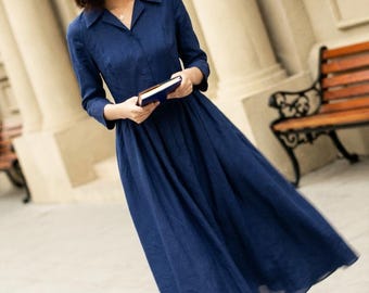 blue pleated swing dress Pleated Front Round Neck Swing Dress Charming Charlie