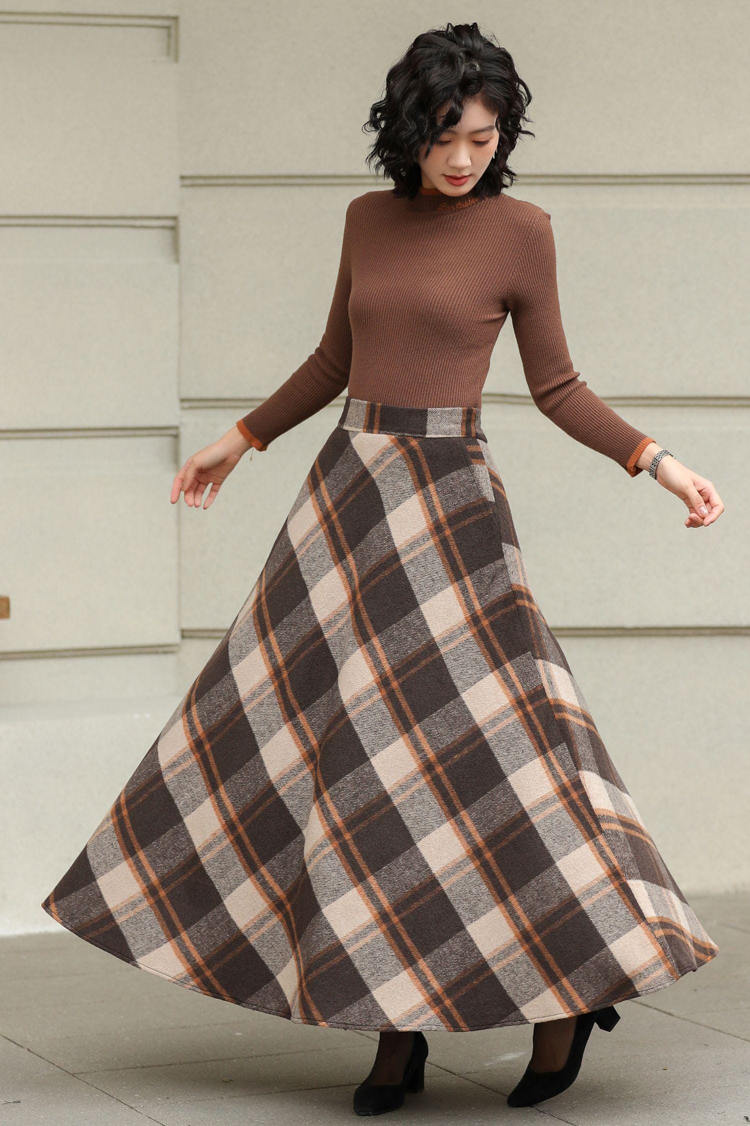 Orange Plaid Skirt UK