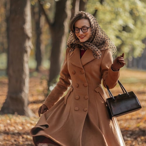 Double Breasted Wool Coat, Modesty Wool Coat, Winter Coat Women