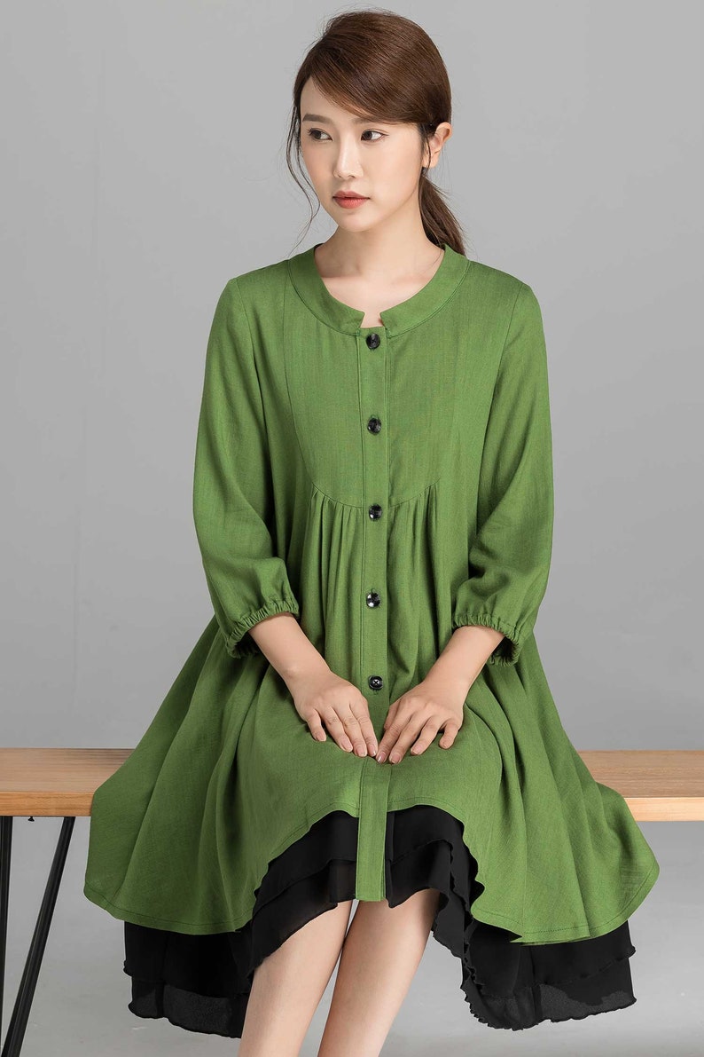 Linen Shirt dress Button front Linen dress Linen Midi dress Etsy