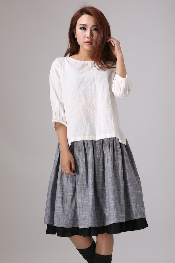 White 3/4 Sleeve Minimalist Top for Women 77711 White 3/4 Sleeve Minimalist Top for Women 77711