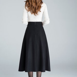 A line Midi skirt, Midi wool skirt, wool skirt, woman skirt, black winter skirt, fitted skirt, handmade skirt, warm winter skirt 1636 image 5