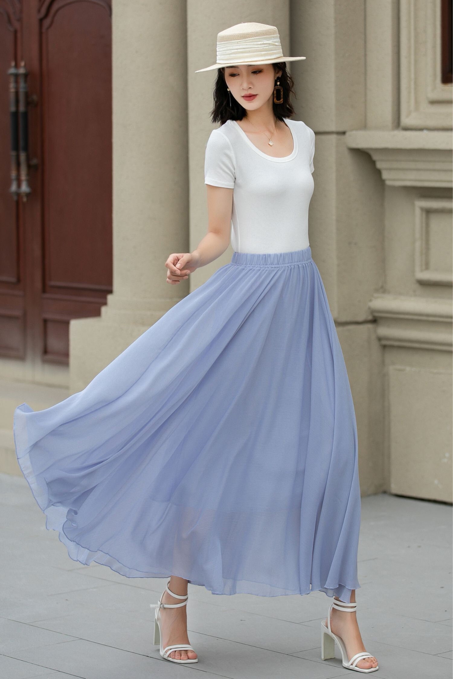 Blue Chiffon Skirt Etsy Canada