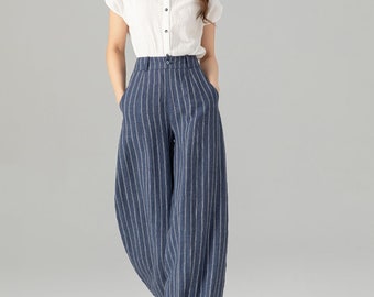 ☀︎美品 LINEA PANTALONI 48 イタリア製 ¥32,000程 Linen Baggy Pants, Long Linen Pants, Striped Linen Pants