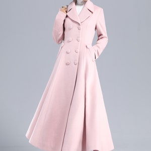 Retro Pink Wool Coat Women, Winter Coat, Fit and Flare Coat, Double ...