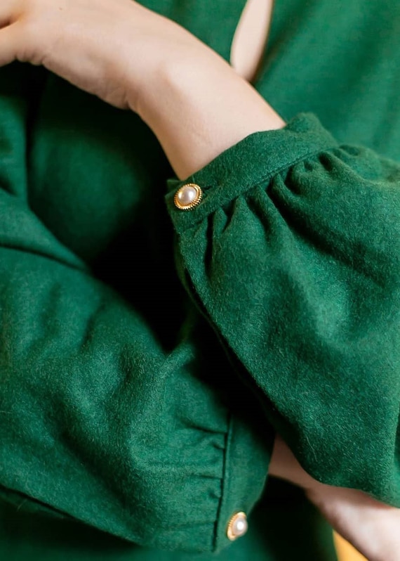 Vintage Inspired Green Midi Wool Dress 3385 Vintage Inspired Green Midi Wool Dress 3385