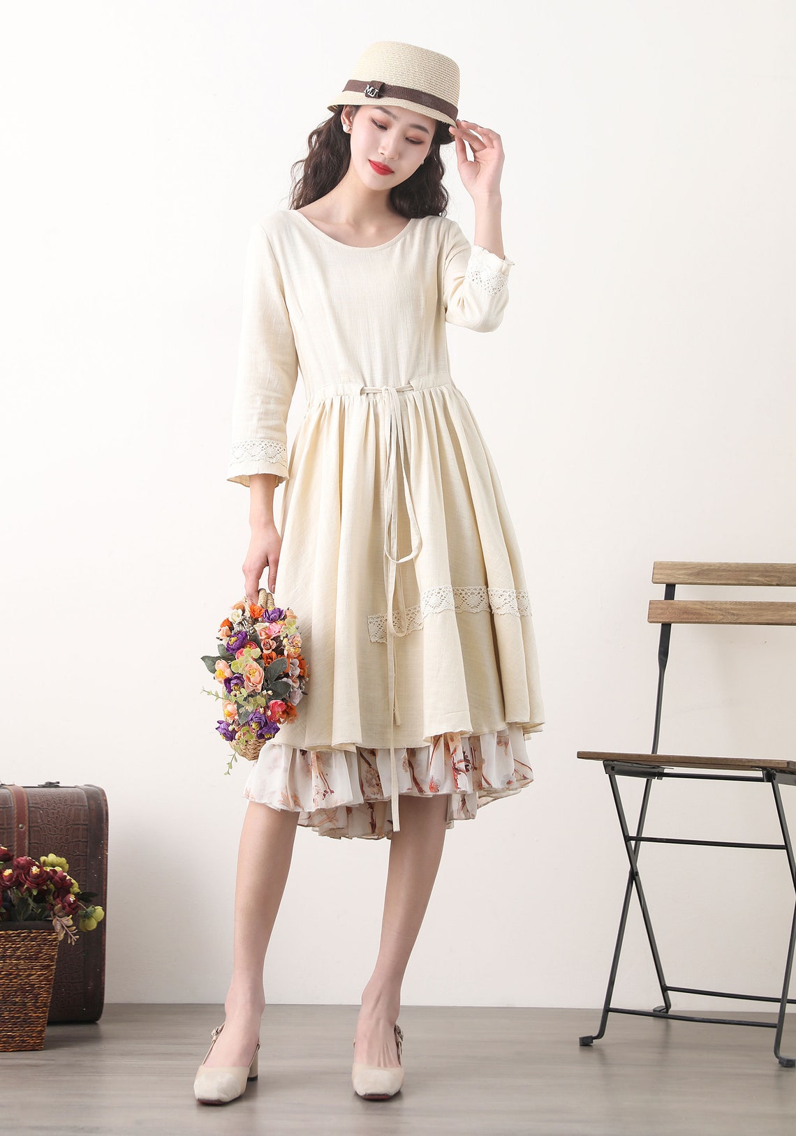 Boho Ruffled Strap Midi Dress main image 0