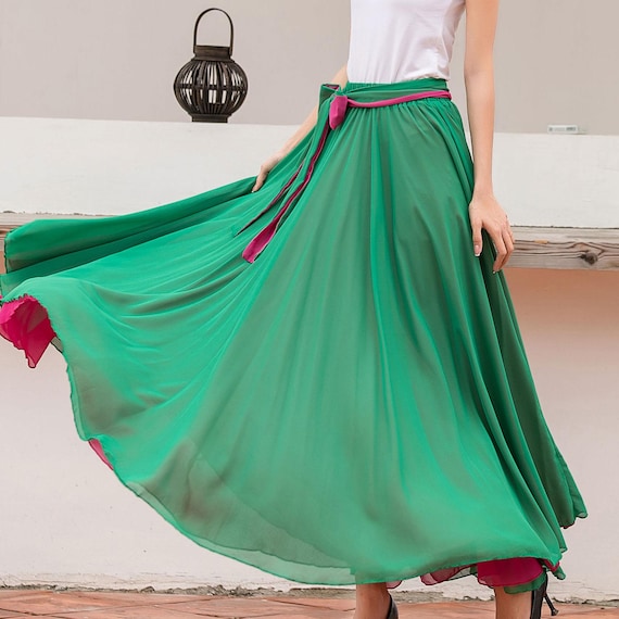 Lana Gonna A Ruota Taglie Forti Gonna Lunga Estiva In Chiffon Da