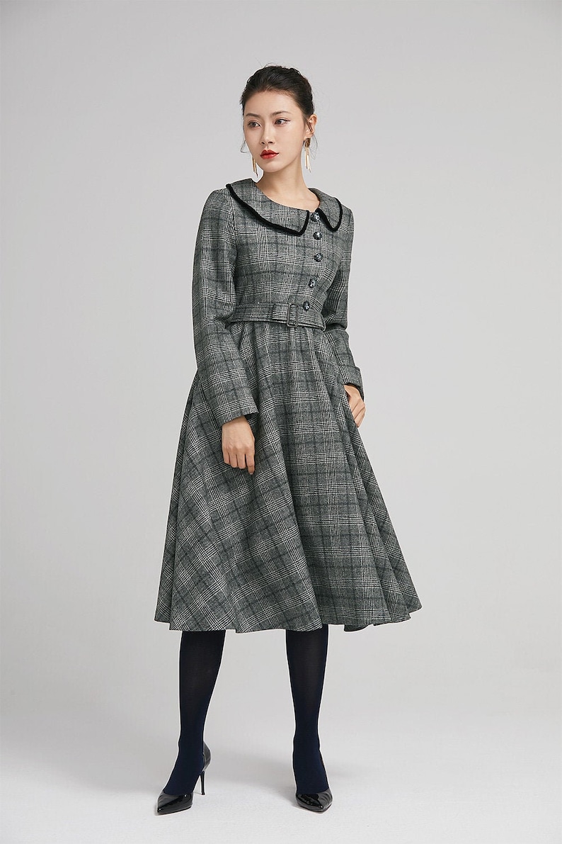 Vintage 1950s Wool Dress Plaid Wool Dress Long Sleeves Etsy