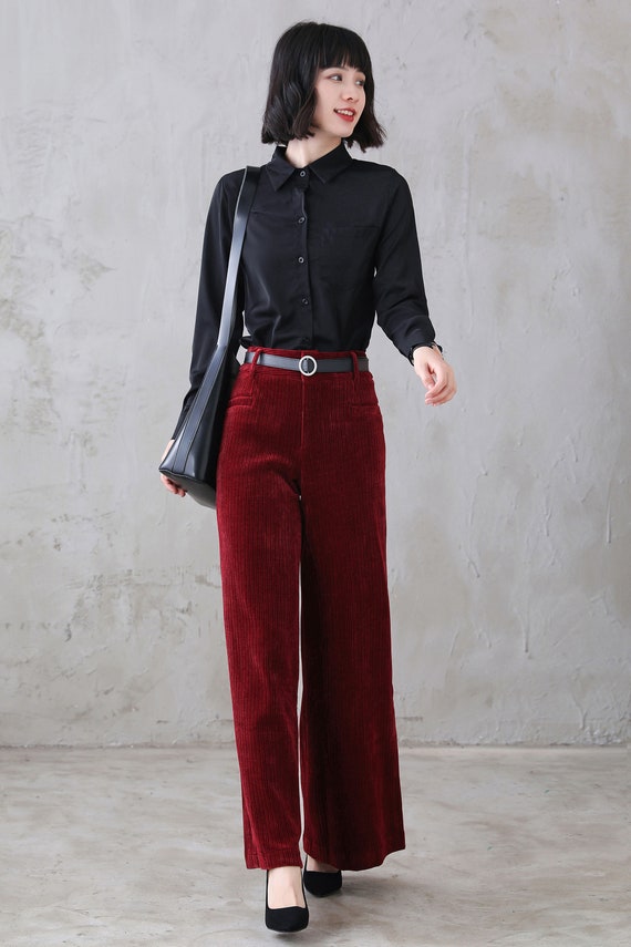 Basic wide leg pants - Dark Red | Guts & Gusto