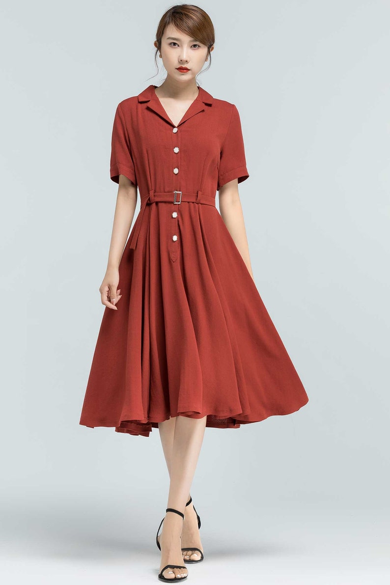 Short sleeve Shirtwaist dress with full skirt and pockets Etsy