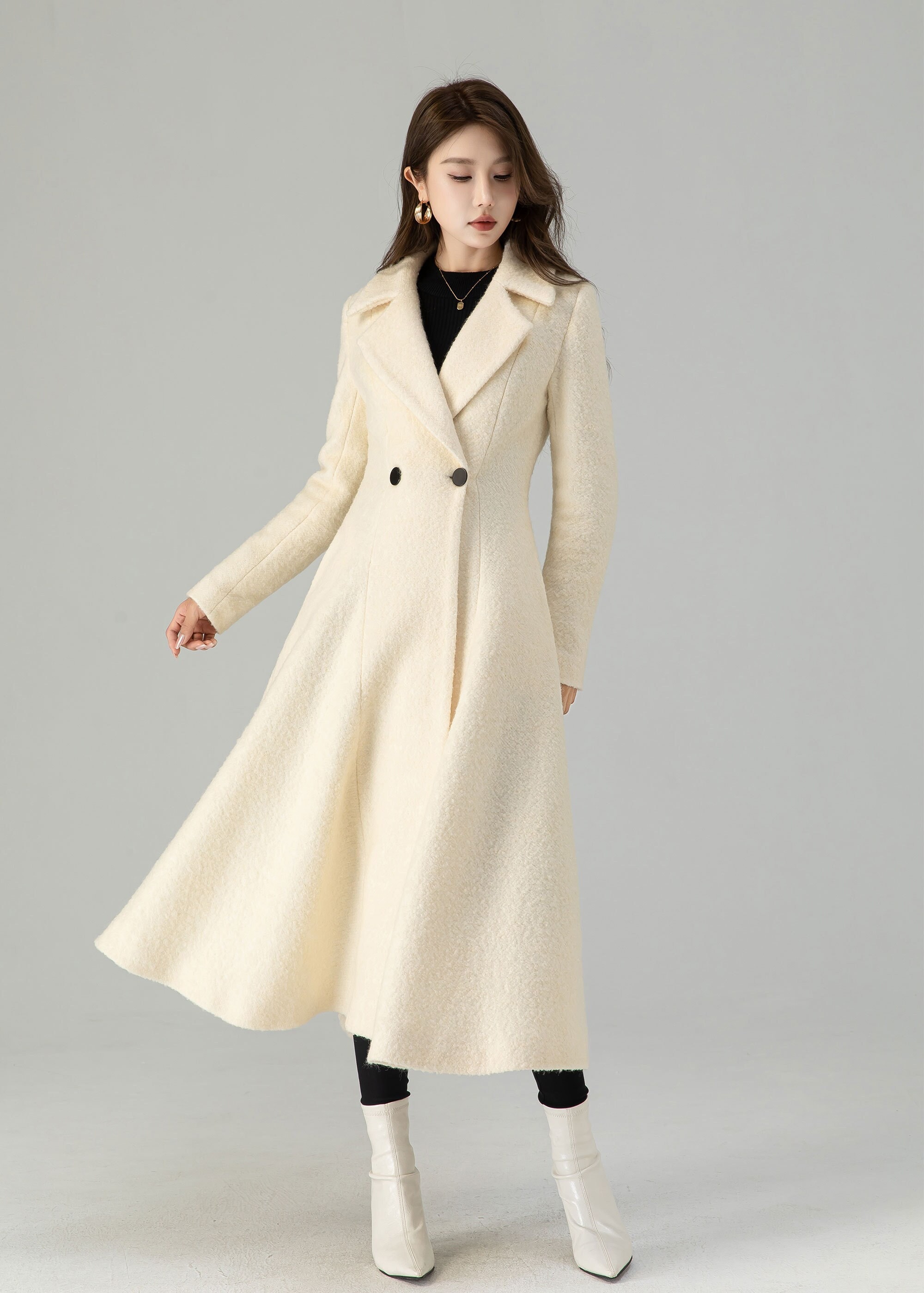 【希少atelier boz】maxi long wool coat Taupe Extra Long Wool Coat Womens Ladies Winter Maxi Coat