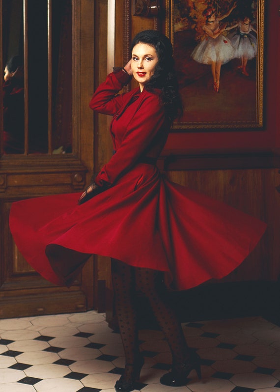 Vintage Inspired Burgundy Wool Dress 4815 Vintage Inspired Burgundy Wool Dress 4815