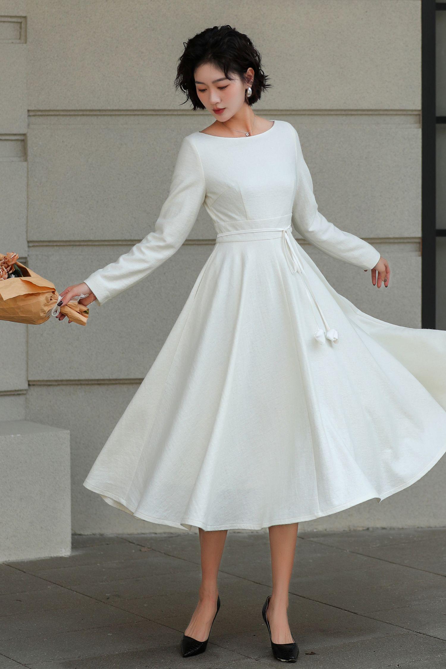 white flare midi dress Square Neck Smocked Flare Midi Dress – Seven & James