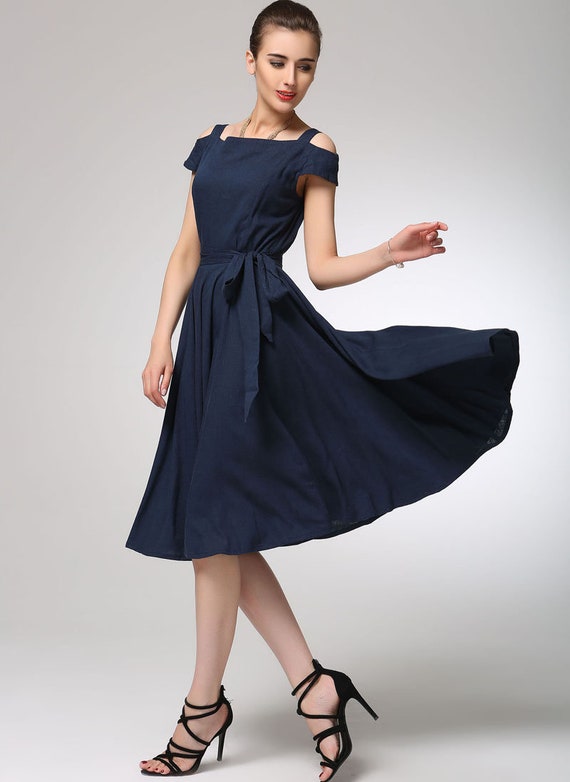 Prom dress navy blue linen dress (1262) Prom dress navy blue linen dress (1262)