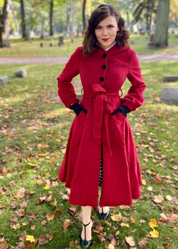 Red hooded maxi wool coat 3225 Red hooded maxi wool coat 3225