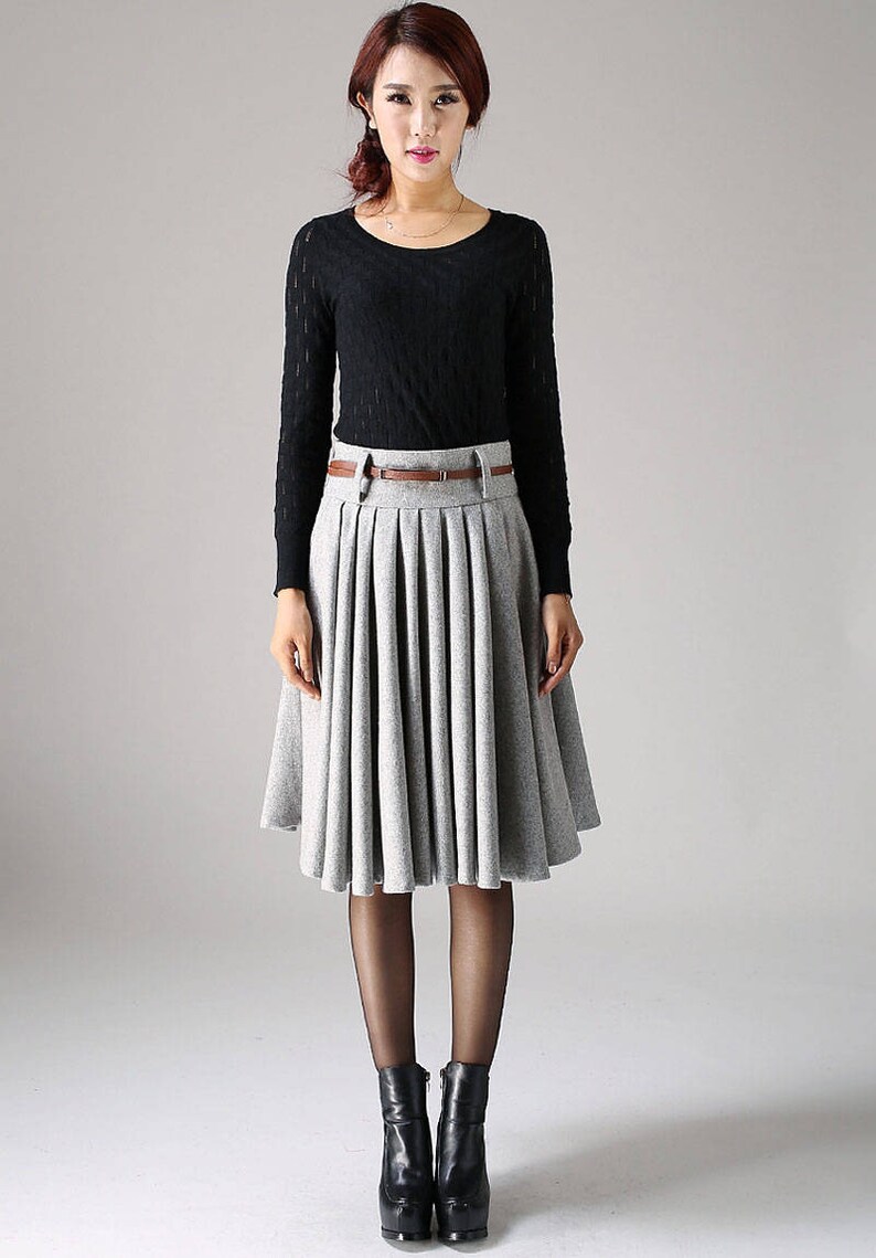 Grey skirt wool skirt knee length skirt winter skirt skirt | Etsy