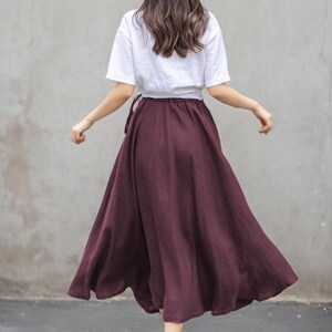 Astra Wrap Skirt in Ripe Plum Linen