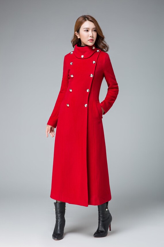long navy wool coat