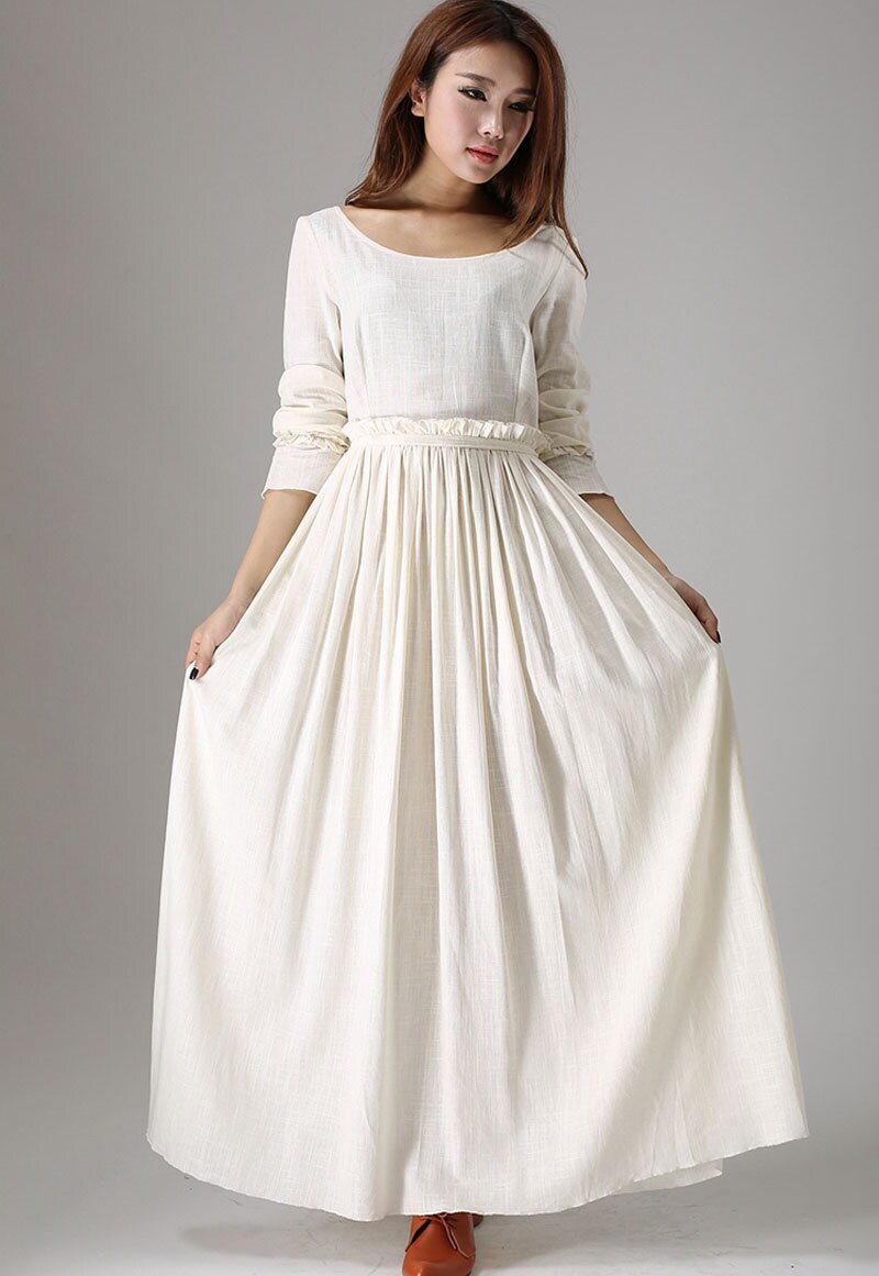 Linen Dress White off White Dress Maxi Dress for Women Fit | Etsy