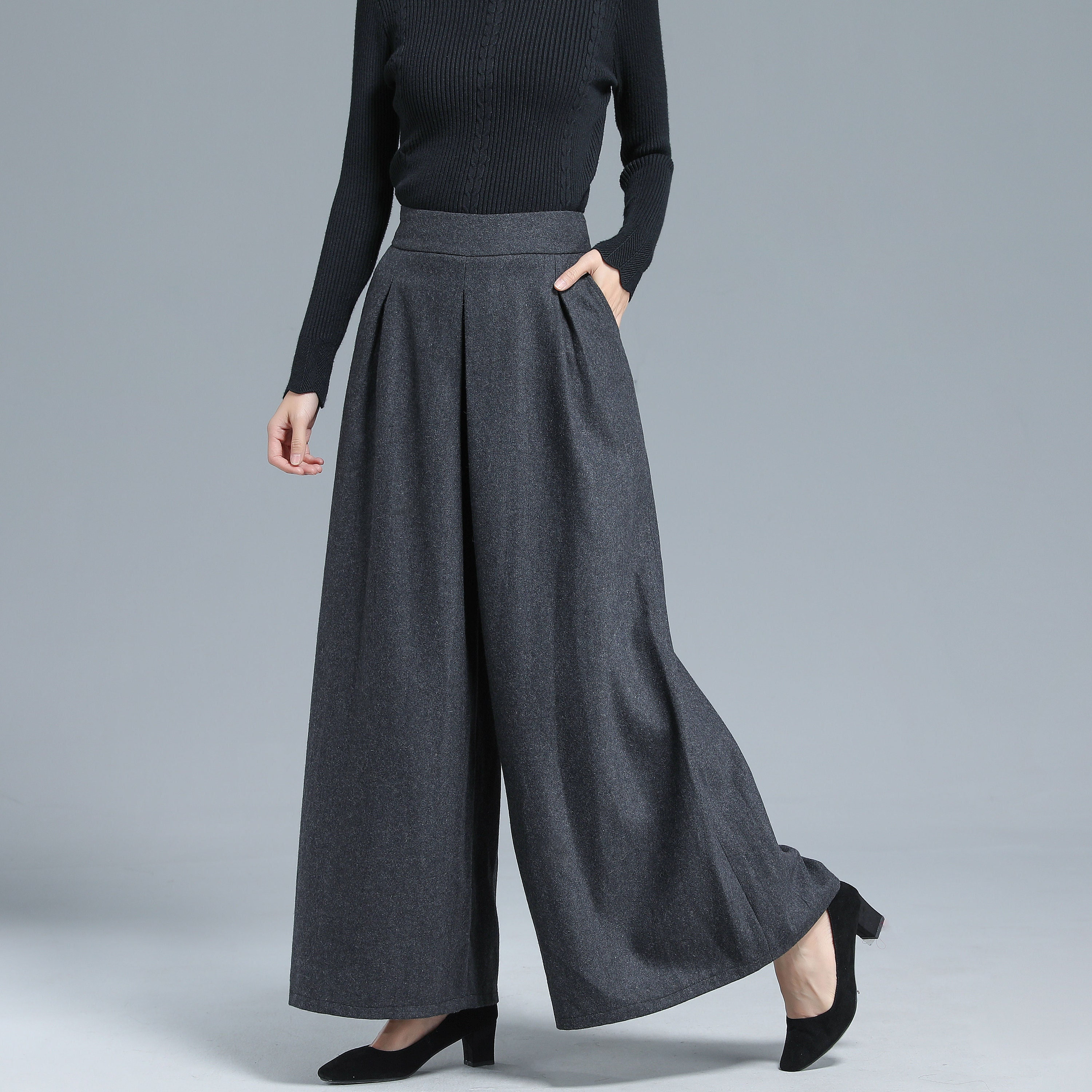 Winter Wool Pants Women, Wool Palazzo Pants, Wool Culotte Pants, Wool Wide  Leg Pants, High Waist Wool Pants, Retro Thick Cropped Pants 3135 