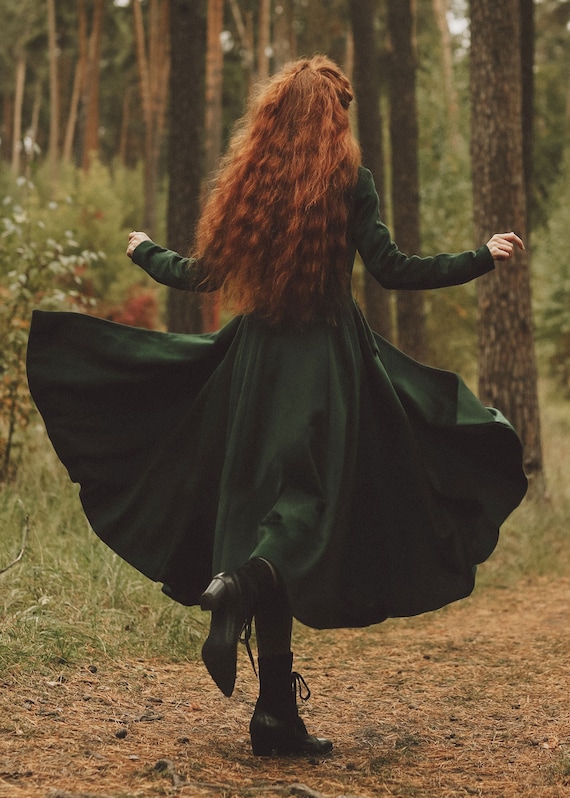 Women's Double breasted Green wool coat 3180 Women's Double breasted Green wool coat 3180