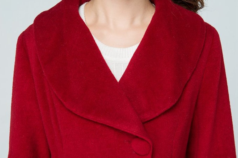 long wool coat winter coat fitted coat Princess coat Red wool coat red coat women coat handmade coat 1601# lapel coat pleated coat