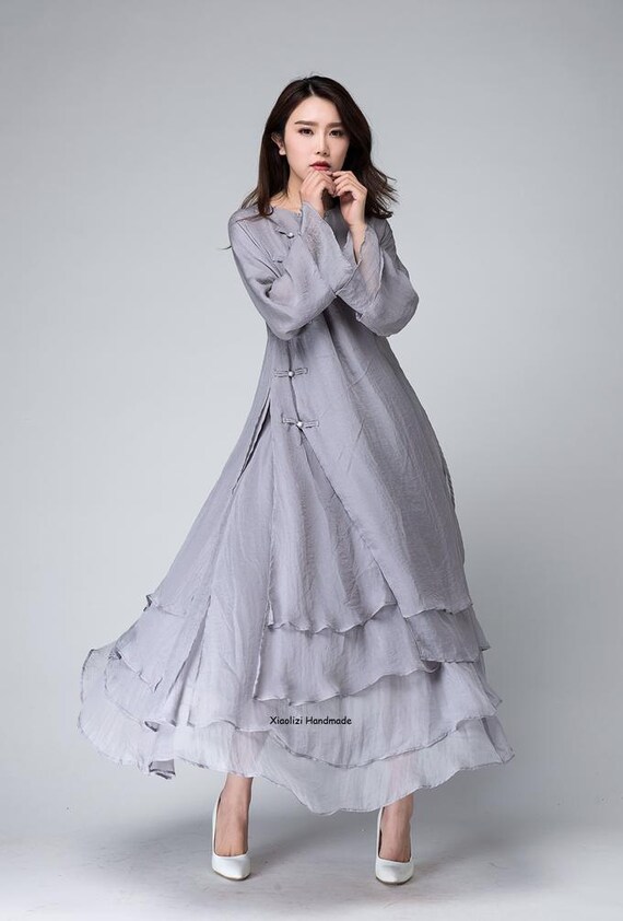 loose dress A set of Gray chiffon dress with maxi skirt | Etsy