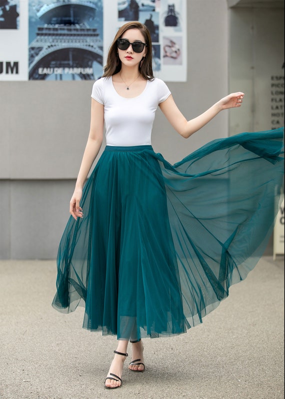 Handmade Elastic Boho Tulle midi Skirt 4271 Handmade Elastic Boho Tulle midi Skirt 4271