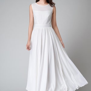 Modest wedding dress, Simple wedding dress, White Maxi dress, White Dress Women, Chiffon dress, Bridesmaid dress, Summer Prom Dress 1535 image 7