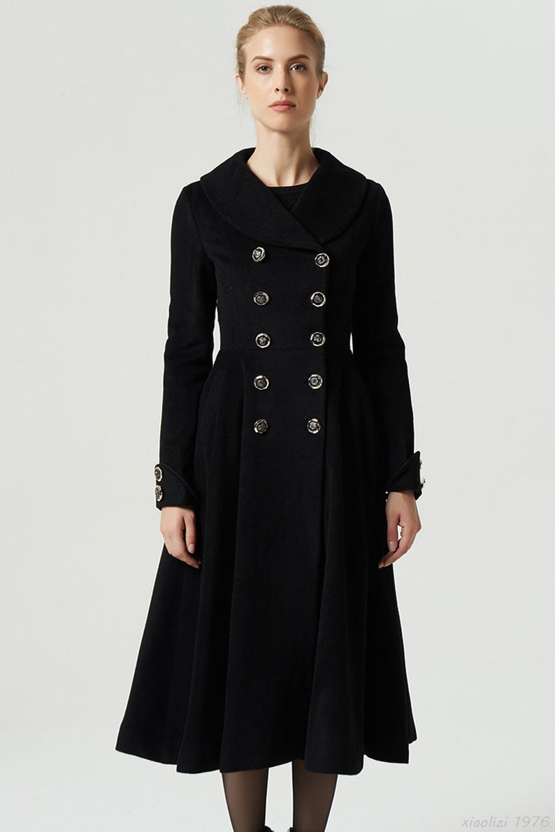 long wool coat winter coat fitted coat Princess coat Red wool coat red coat women coat handmade coat 1601# lapel coat pleated coat