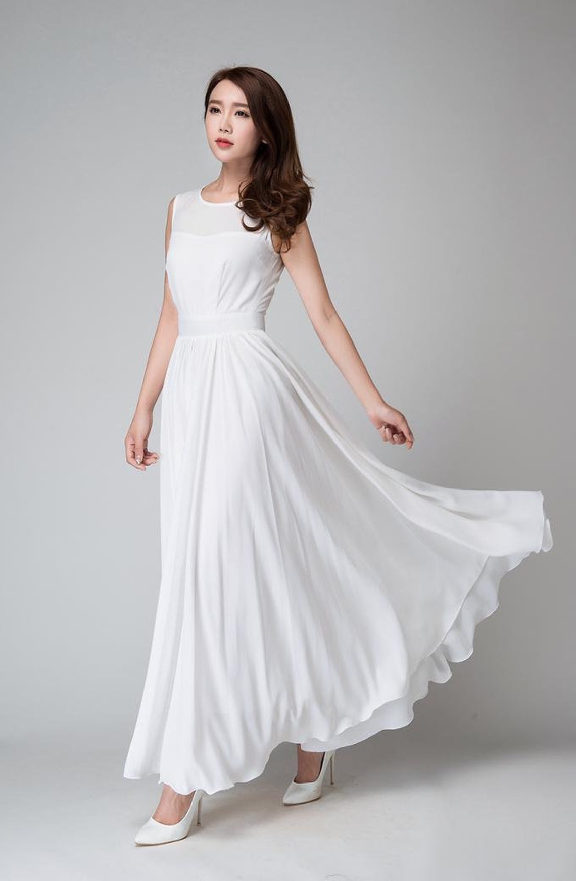 Modest wedding dress Simple wedding dress White Maxi dress | Etsy