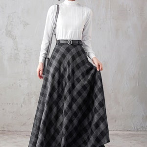 Tartan Long Wool Skirt Women, Wool Maxi Skirt, Plaid Wool Skirt, High Waist Flared Skirt, 1940s A Line Skirt, Warm Autumn Winter Skirt 3108 4-plaid 3103