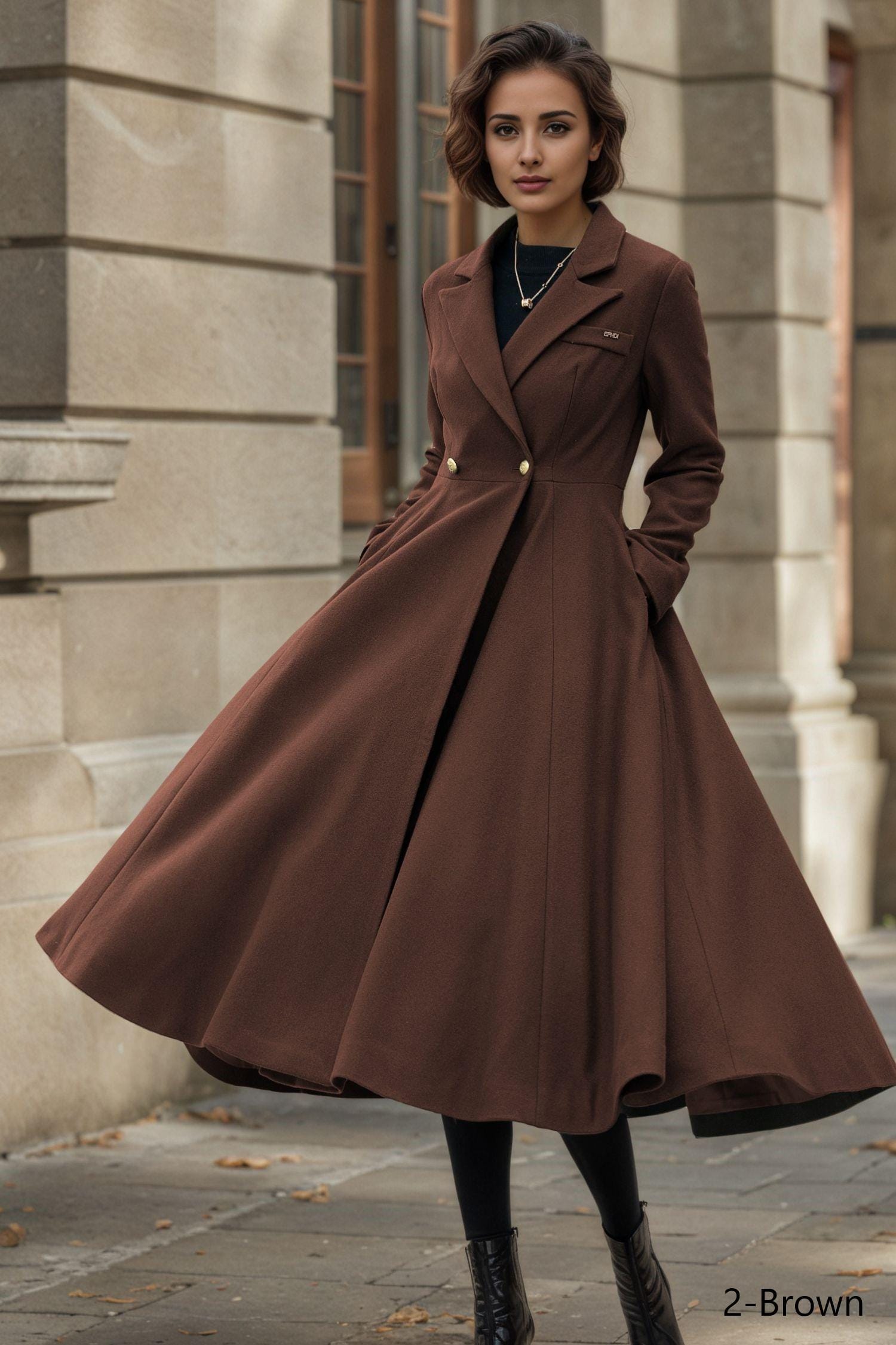 BALLSEY×luigi bottoウールシルクパンツスーツ38濃茶中古美品 Womens Wool Coat, Brown Wool Coat, Swing Wool Coat, Military Wool