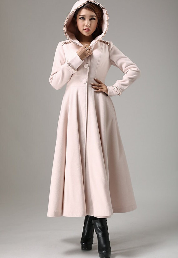 manteau femme laine rose