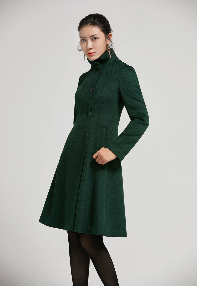 Emerald Green coat Vintage Inspired Classic Wool Coat Winter Etsy