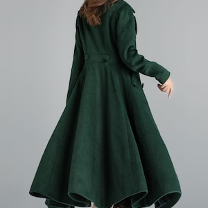 Vintage inspired wool green coat, Long wool coat, Winter coat women, Wool coat women, Double breasted wool coat, Custom coat, Xiaolizi 2398 image 3