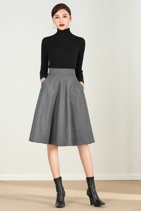 Short A Line Wool skirt in gray 2435 Short A Line Wool skirt in gray 2435