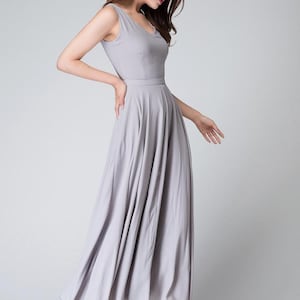 Chiffon dress, Gray dress, Summer dress for women, Sleeveless dress, Maxi dress, fit and flare dress, Bridesmaid dress, Prom dress 1525 image 4