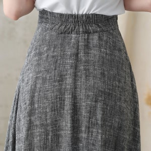 Long Linen Skirt, Grey Linen Maxi Skirt with pockets, A Line Full Skirt, Women's Summer Autumn Skirt, Minimalist skirt, Custom skirt 2822 image 7