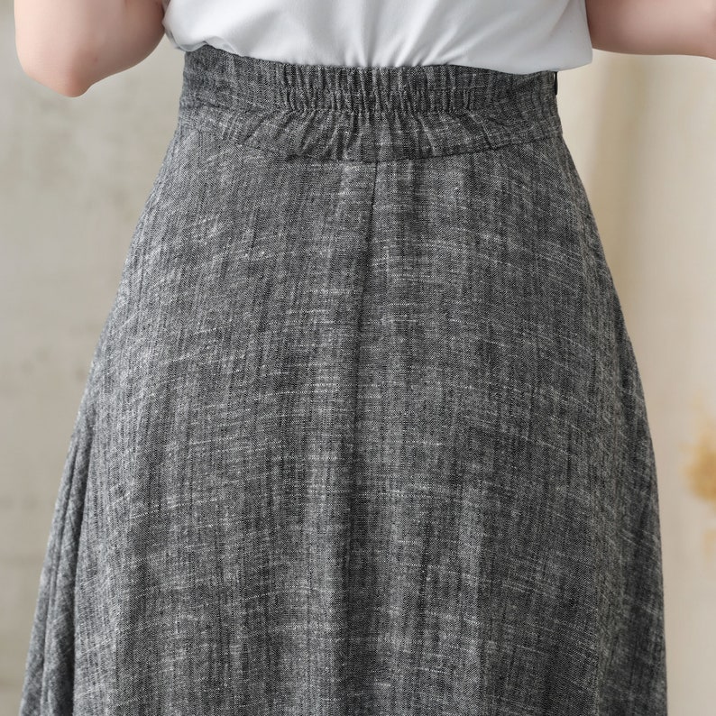 Long Linen Skirt Grey Linen Maxi Skirt With Pockets A Line - Etsy