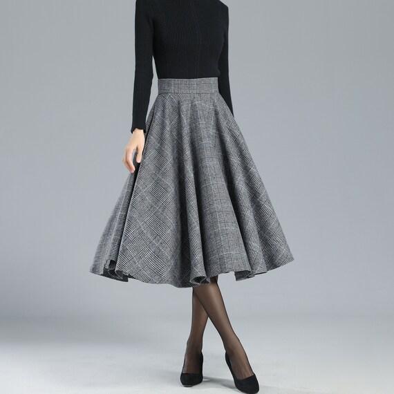 High Waist Plaid Wool Skirt Women 3245 High Waist Plaid Wool Skirt Women 3245