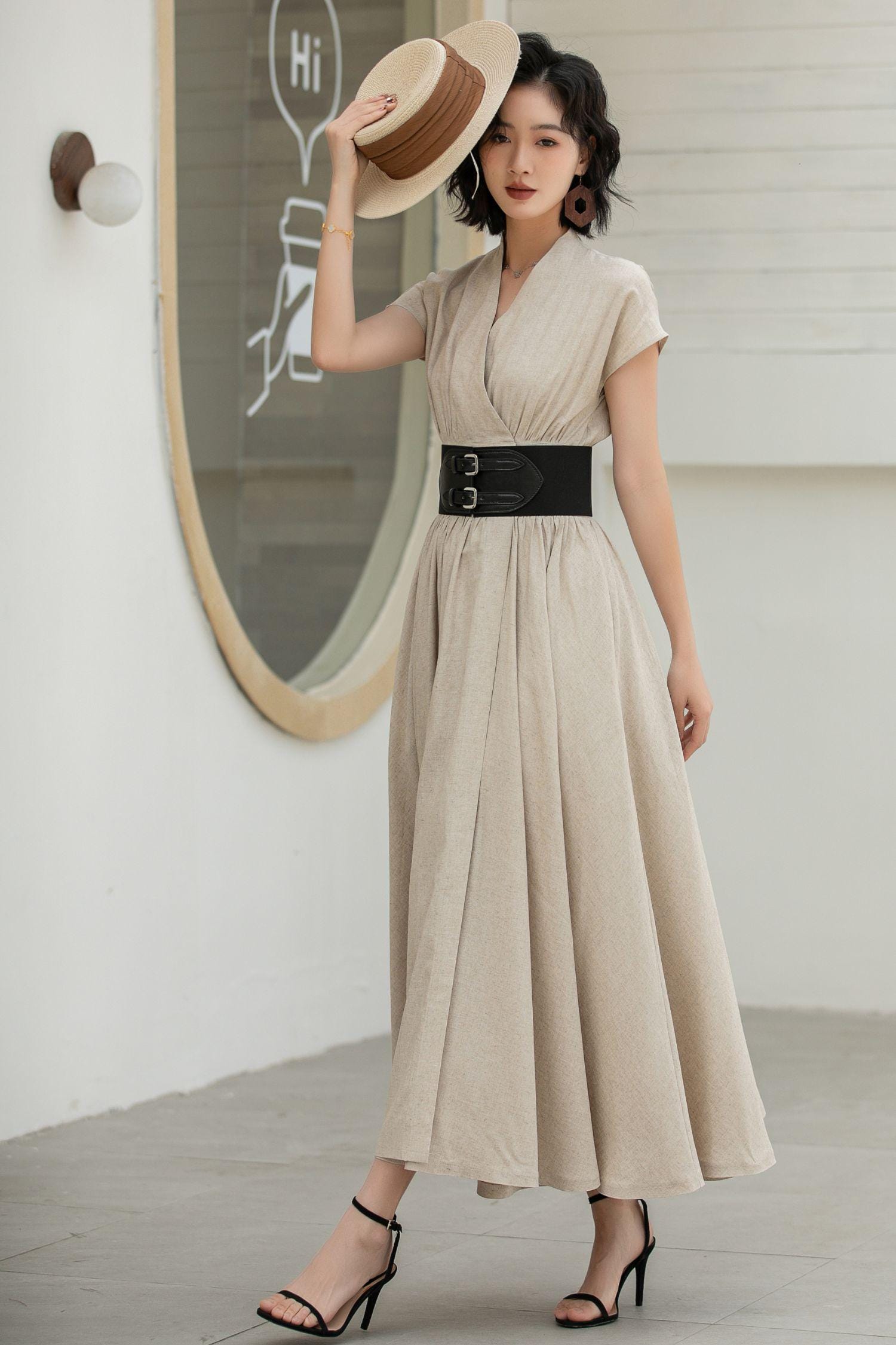 felipe belted linen dress Reformation Felipe Belted Linen Dress In White, NWOT, never worn, no flaws.
