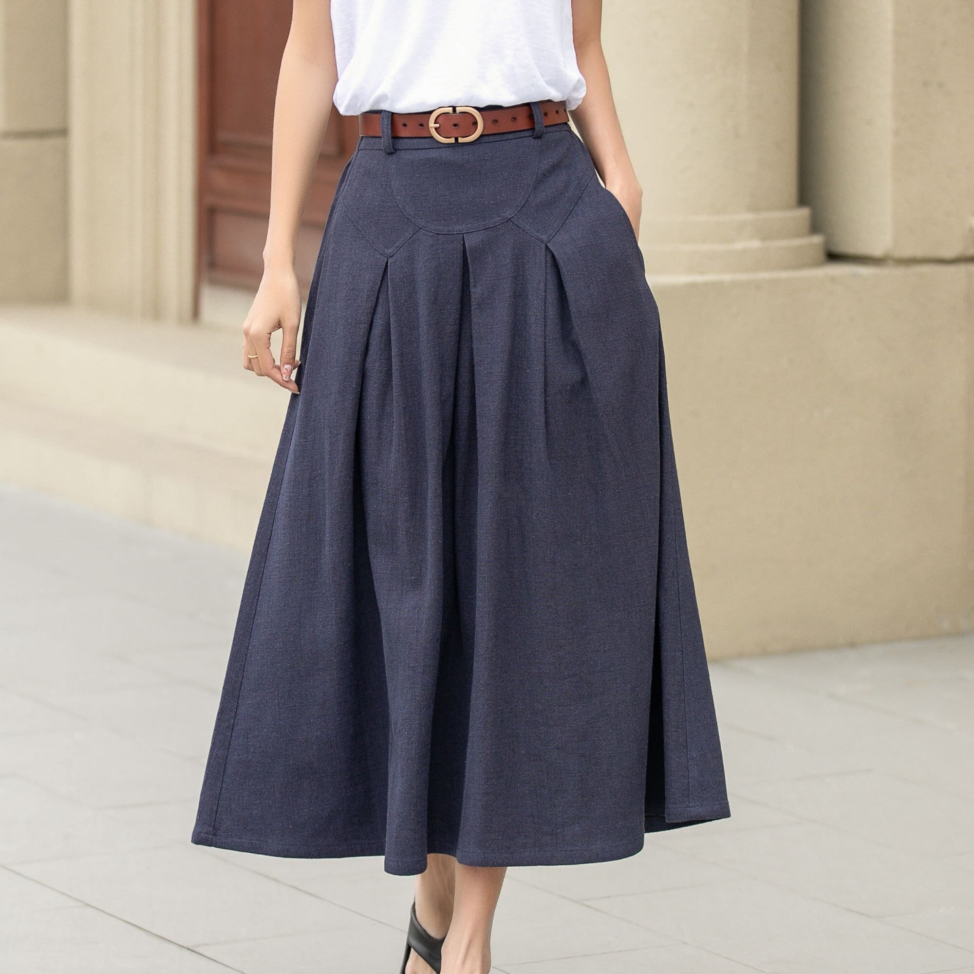 スカート H-Line Pocket Midi Skirt - Navy H LINE POCKET MIDI SKIRT - NAVY - 감도 깊은 취향 셀렉트샵 29CM