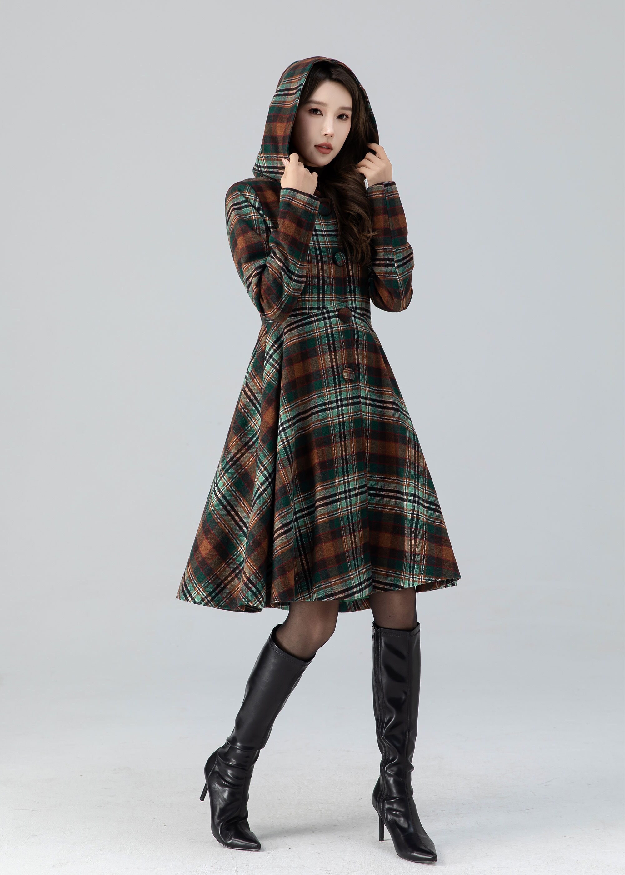 Wool Coat, Midi Plaid Wool Caot, Hooded Wool Coat, Swing Wool Coat Women, Winter Warm Wool Coat, Princess Coat, Custom Coat, Xiaolizi 4784 - Etsy Wool Coat, Midi Plaid Wool Caot, Hooded Wool Coat, Swing Wool Coat Women, Winter Warm Wool Coat, Princess Coat, Custom Coat, Xiaolizi 4784 - Etsy