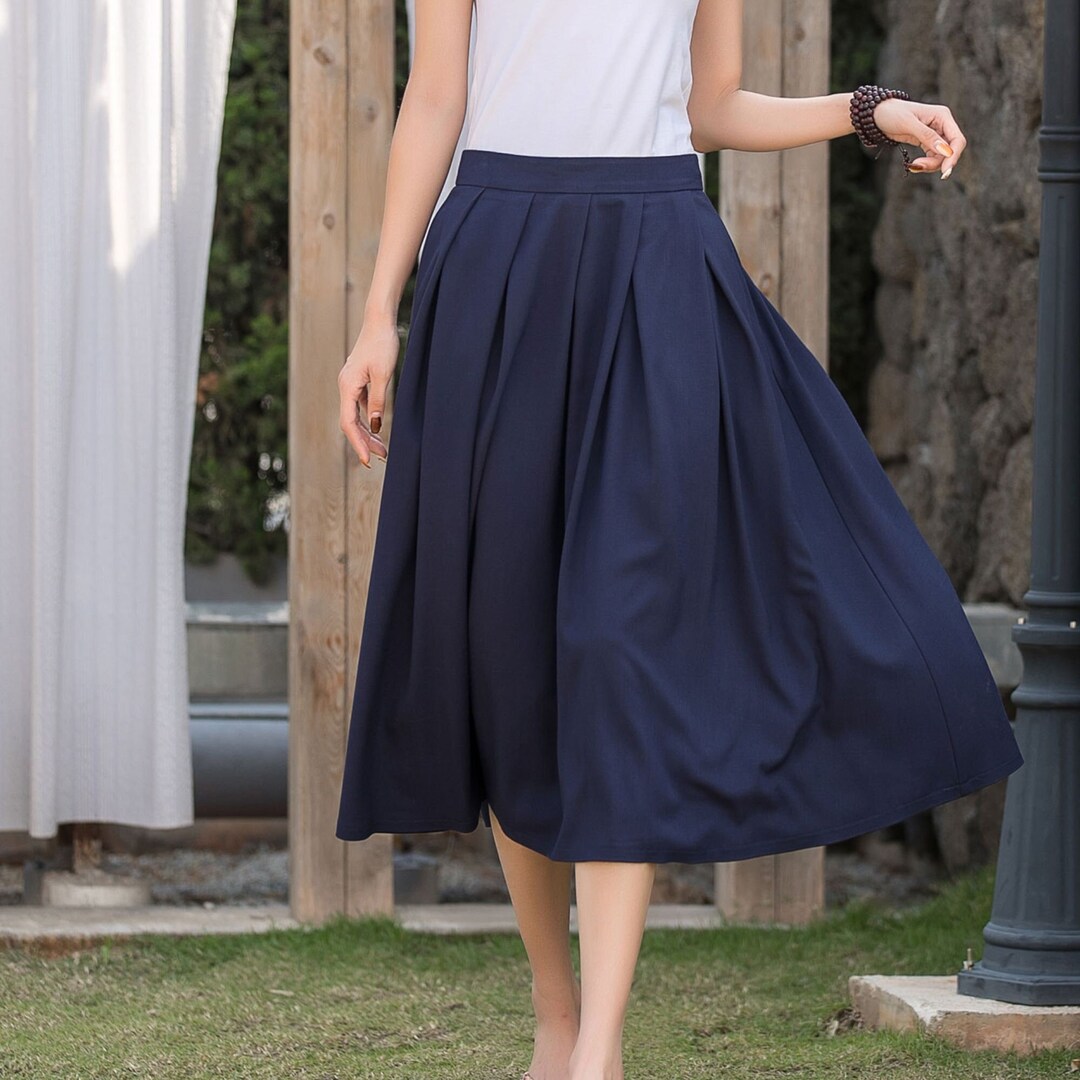 Vintage Inspired Swing Linen Skirt 2877 Vintage Inspired Swing Linen Skirt 2877